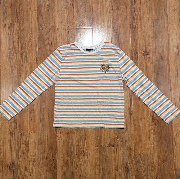 Santa Cruz Long Sleeve Cotton Tee Multicolor Stripe Graphic Women's Small EUC - Picture 1 of 6